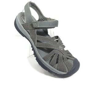Keen Gray Sandals with Protective Toe Cap and Velcro Closure